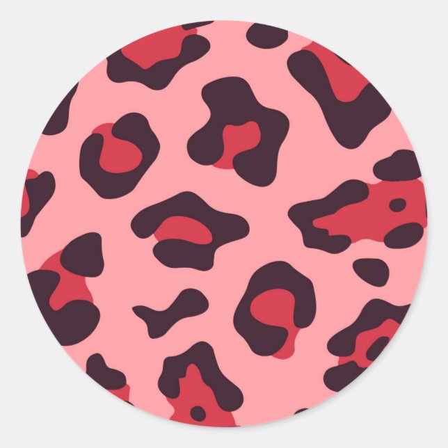Pink Leopard Print Classic Round Sticker (Front)