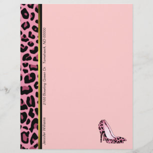 Pink Leopard Print Custom Letterhead Stationery