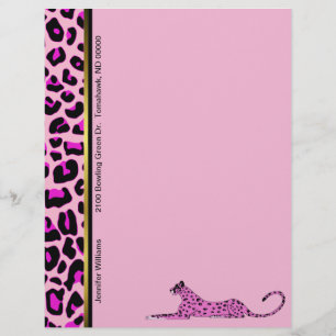 Pink Leopard Print Custom Letterhead Stationery