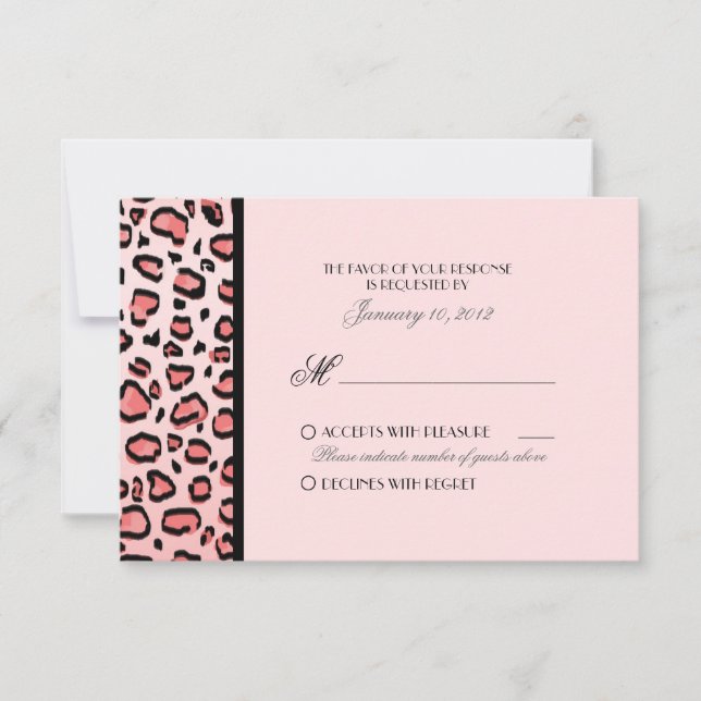 Pink Leopard Print Custom RSVP Card (Front)