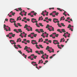Pink Leopard Print Heart Sticker