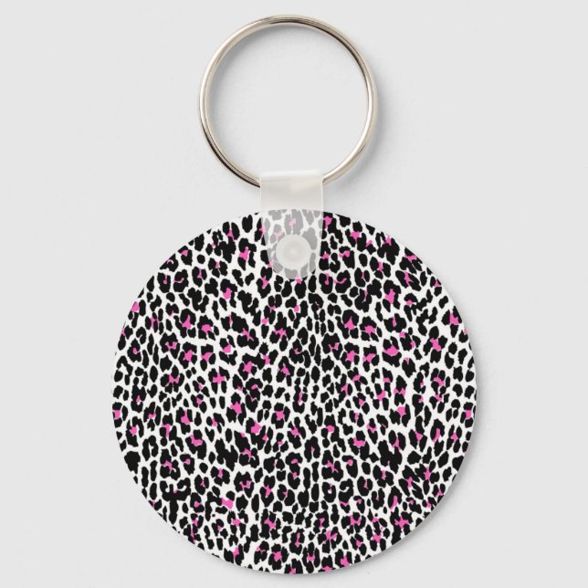 pink leopard print key ring (Front)