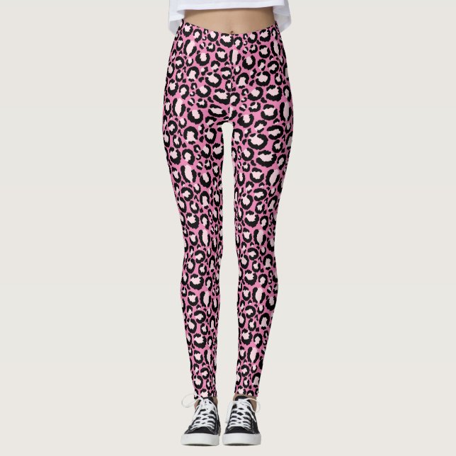 Pink Leopard Print Leggings (Front)