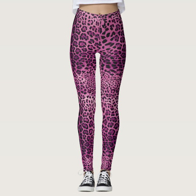 Pink Leopard Print Leggings (Front)