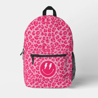 Pink Leopard Print Lightning Bolt Backpack