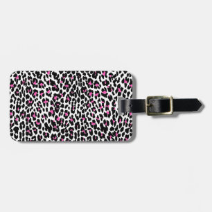 pink leopard print luggage tag