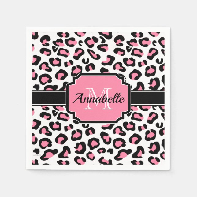 Pink Leopard Print Napkin (Front)