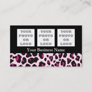 Pink leopard print pattern business card
