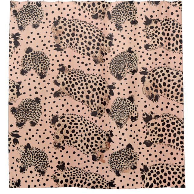 Pink Leopard Print Pattern – Chic Animal Shower Curtain (Front)