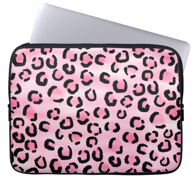 Pink Leopard Print Pattern. Laptop Sleeve (Front)