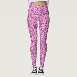 Pink leopard print pattern leggings