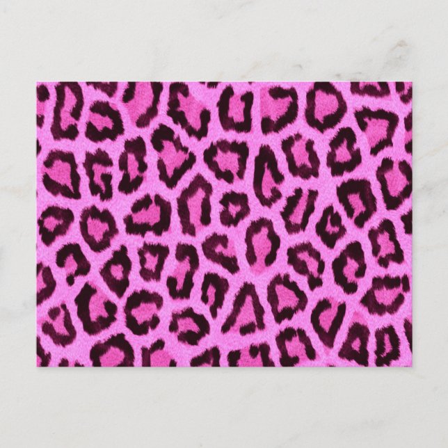 Pink leopard print pattern postcard (Front)