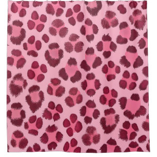 Pink Leopard Print Pattern Shower Curtain