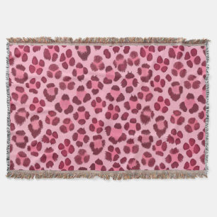 Pink Leopard Print Pattern Throw Blanket