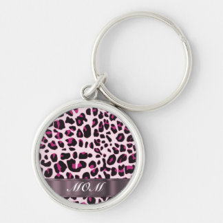 Pink leopard print personalised mothers key ring