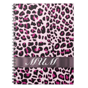 Pink leopard print personalised mothers notebook
