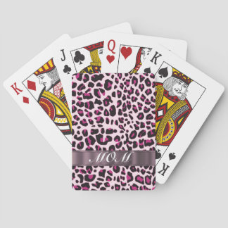 Pink leopard print personalised mothers playing cards
