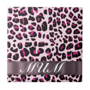 Pink leopard print personalised mothers tile