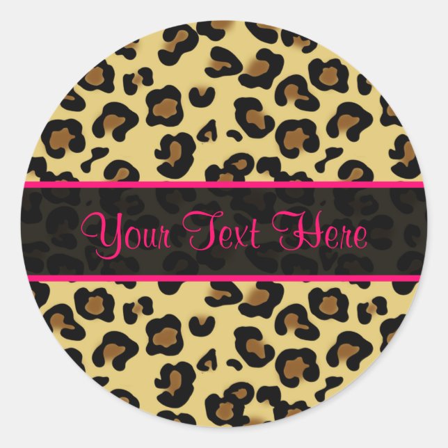 Pink Leopard Print Personalised Stickers (Front)