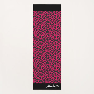 pink Leopard Print Personalised Yoga Mat