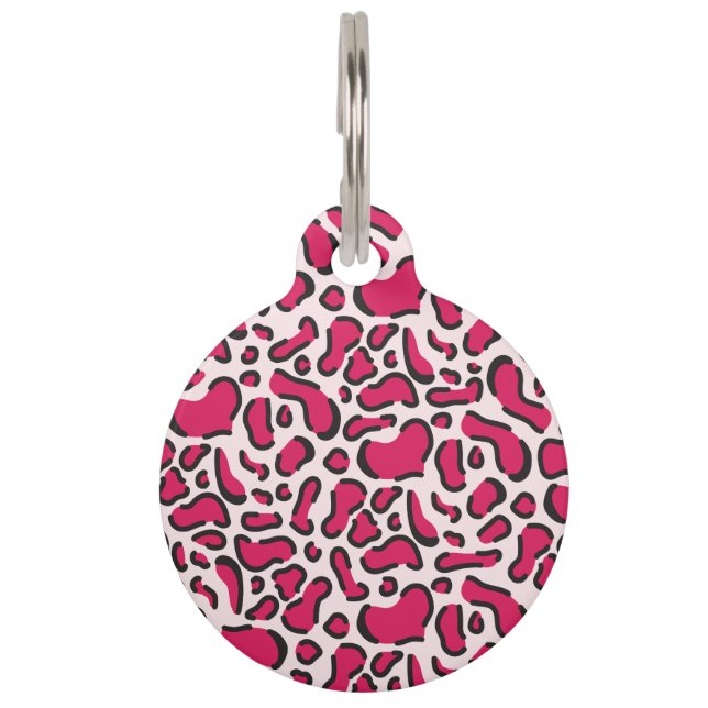 Pink leopard print pet tag (Front)