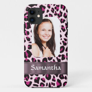 Pink leopard print photo template Case-Mate iPhone case