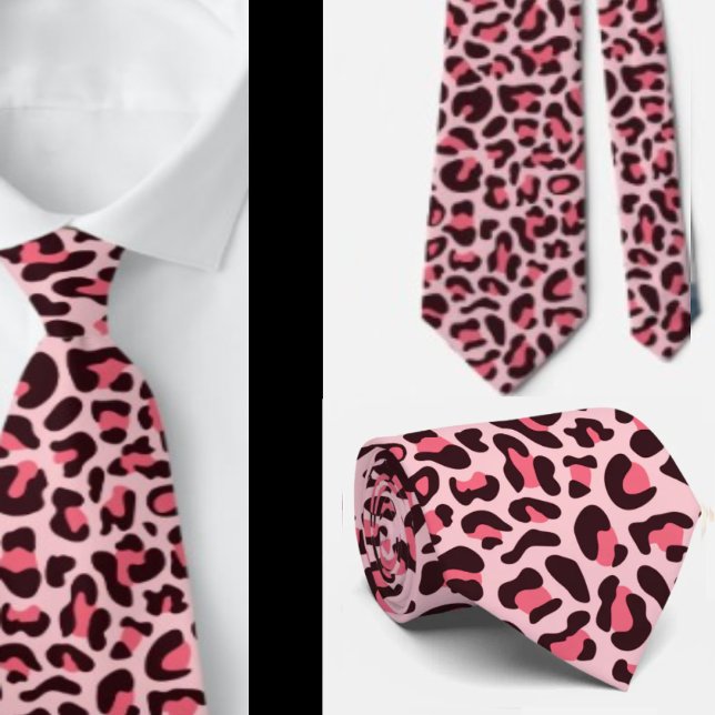Pink Leopard Print Punk Rock Neck Tie (Creator Uploaded)