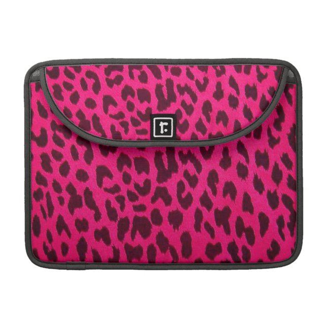 Pink Leopard Print Rickshaw Flap Sleeve for MacBoo MacBook Pro (Front Closed)