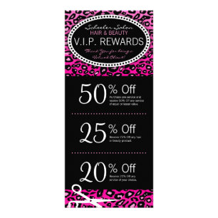 Pink Leopard Print Salon Coupons Specials Rack Card