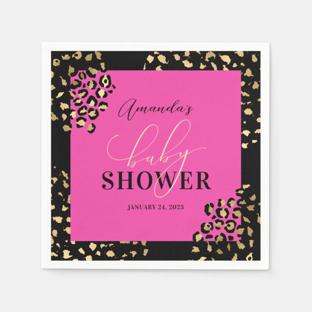 Pink Leopard Print Shower Napkin (Front)