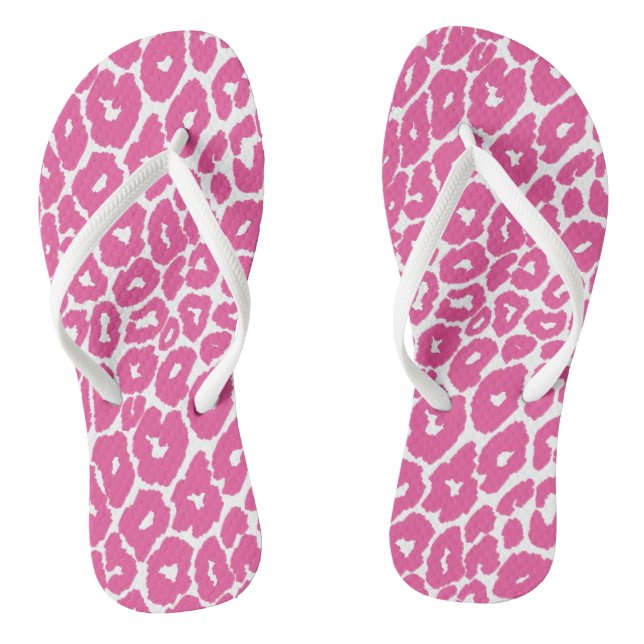 Pink Leopard Print Spot Changer Jandals (Footbed)