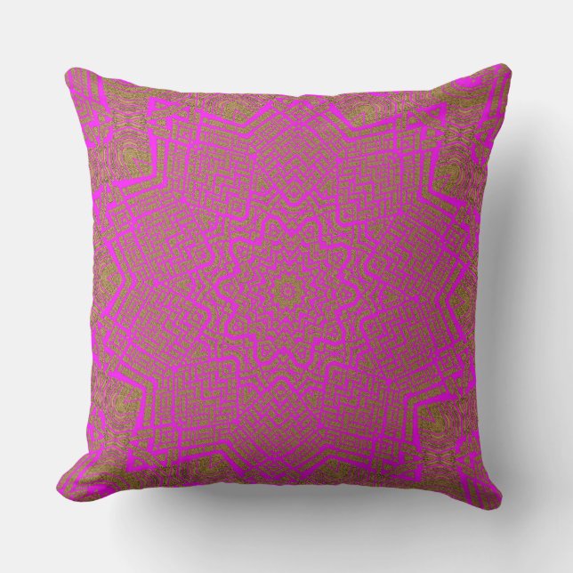 Pink Leopard Print Star Circle Pattern Pillow (Front)