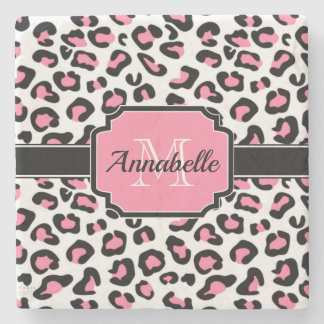 Pink Leopard Print Stone Coaster