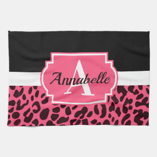 Pink Leopard Print Tea Towel