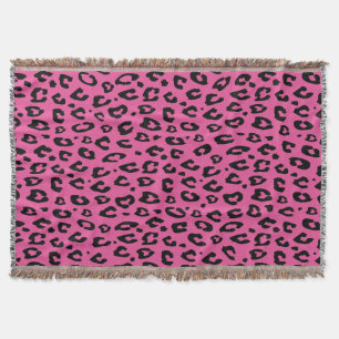 Pink leopard print throw blanket