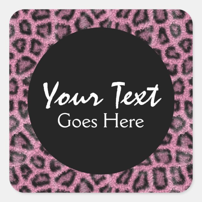 Pink Leopard Print Trendy Fur Pattern Wild Animal Square Sticker (Front)