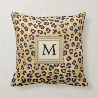 Pink Leopard Print Wild Safari Animal Monogram