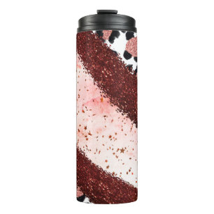 Pink Leopard Print With Glitter Look Thermal Tumbler