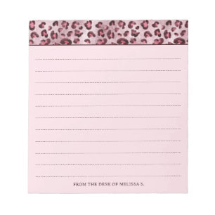 Pink Leopard Print With Lines And Custom Text Notepad