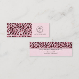 Pink Leopard Print With Your Logo Earrings Display Mini Business Card