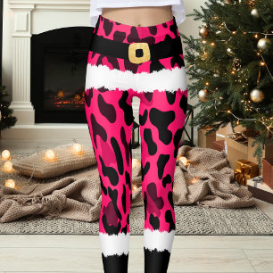 Pink Leopard Santa Merry Christmas Leggings