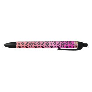 Pink Leopard Skin Black Ink Pen