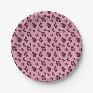 Pink Leopard Skin Pattern Paper Plate