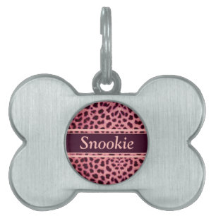 Pink Leopard Skin Pattern Personalise Pet ID Tag
