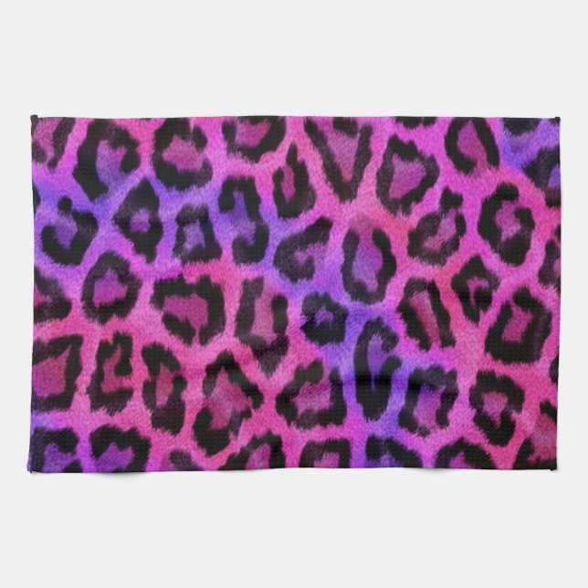 Pink Leopard Skin Print Tea Towel (Horizontal)