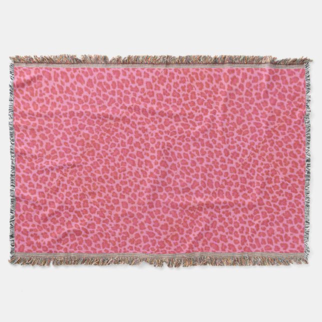 Pink Leopard Skin Throw Blanket (Front)