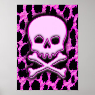 Pink Leopard Skull Poster