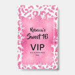 Pink Leopard Sweet 16th Birthday Invite VIP Pass ID Badge<br><div class="desc">An elegant pink faux foil overlays a wild pink and white leopard print pattern on this sweet sixteen birthday party invitation VIP pass printed on an unique plastic badge - order with or without a lanyard. MATCHING items in our collection.</div>