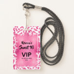 Pink Leopard Sweet 16th Birthday Invite VIP Pass ID Badge<br><div class="desc">An elegant pink faux foil overlays a wild pink and white leopard print pattern on this sweet sixteen birthday party invitation VIP pass printed on an unique plastic badge - order with or without a lanyard. MATCHING items in our collection.</div>