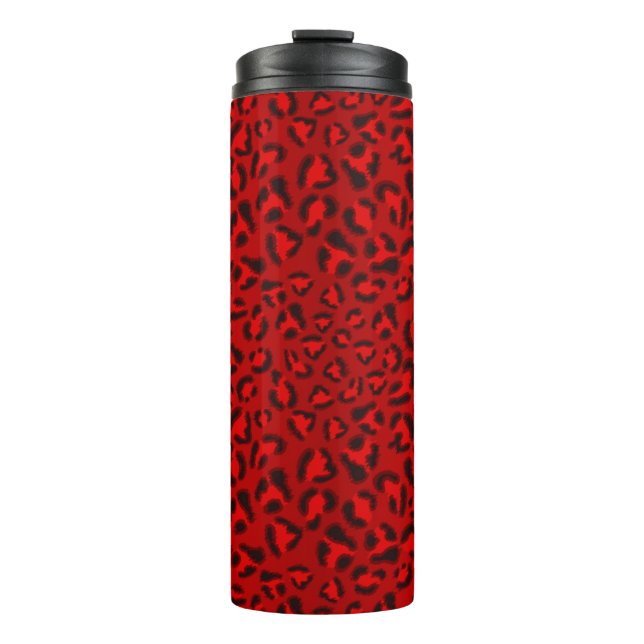 Pink leopard texture pattern. thermal tumbler (Front)